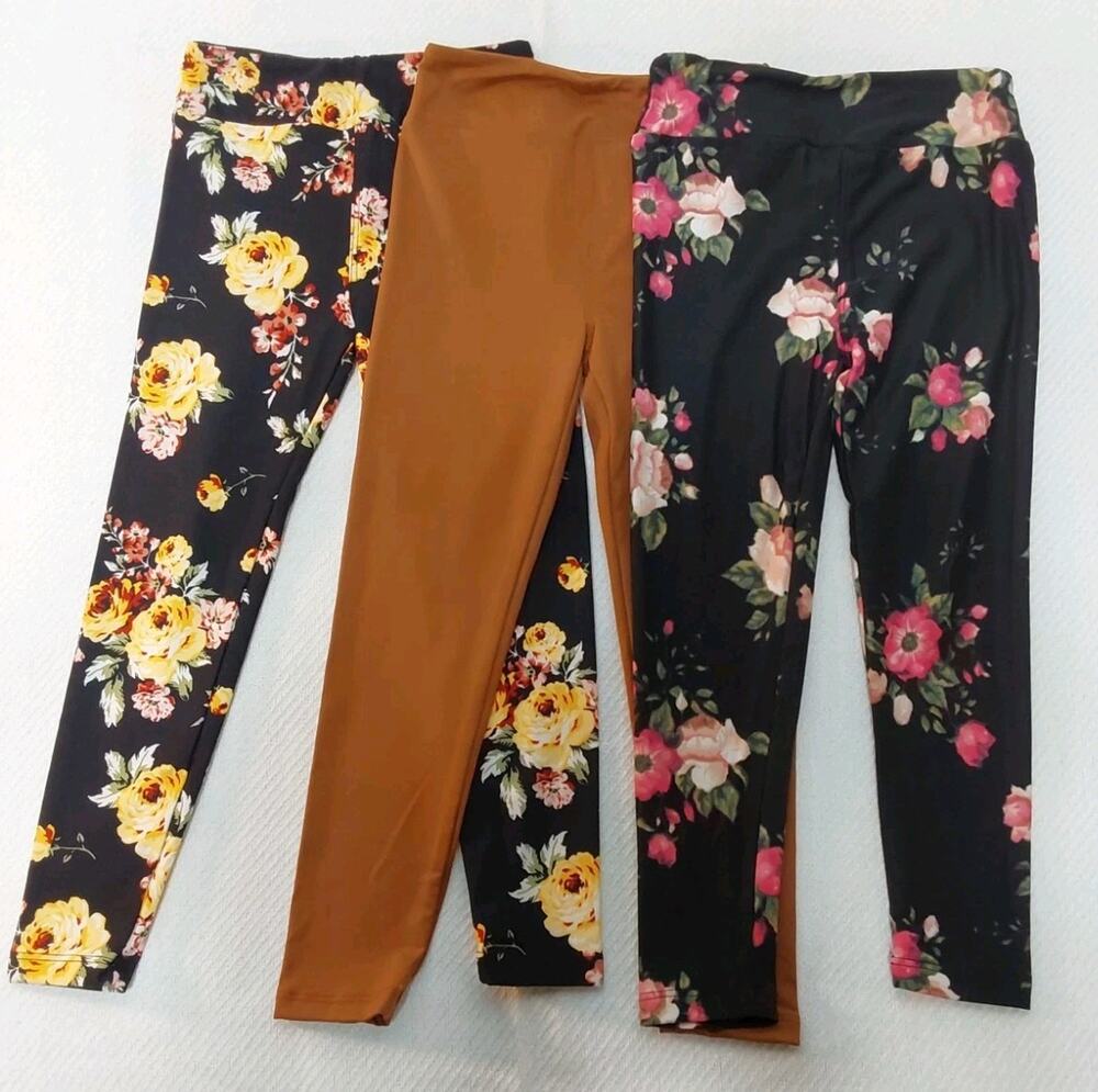 LuLaRoe Kids S/M Multicolor High-Waist Ankle Leggings 3 Pack #K13